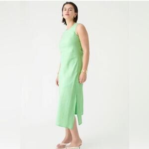 NWT J. Crew Carolyn Dress XS Linen Frosty Green Midi Travel Beach Cruise